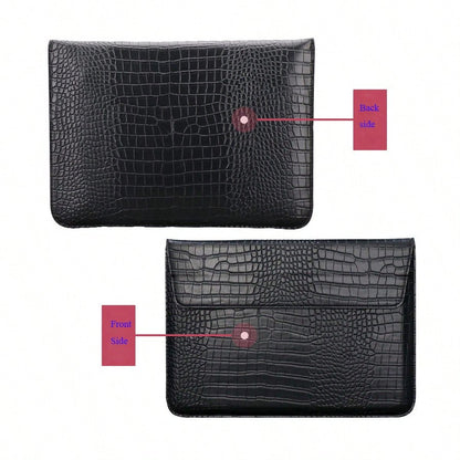 Customized Initial Letters Crocodile Pattern PU Leather Men Laptop Sleeve Bag Compatible With MacBook Air 13 Case 13.3 15.4 Pro Retina Personalized Women Sleeve Envelope PU Leather Laptop Sleeve Pouch