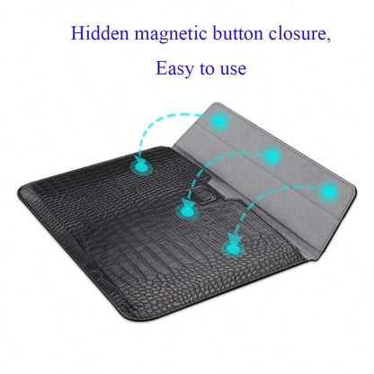 Customized Initial Letters Crocodile Pattern PU Leather Men Laptop Sleeve Bag Compatible With MacBook Air 13 Case 13.3 15.4 Pro Retina Personalized Women Sleeve Envelope PU Leather Laptop Sleeve Pouch