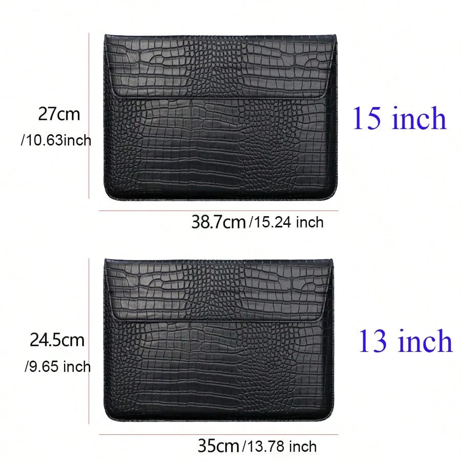 Customized Initial Letters Crocodile Pattern PU Leather Men Laptop Sleeve Bag Compatible With MacBook Air 13 Case 13.3 15.4 Pro Retina Personalized Women Sleeve Envelope PU Leather Laptop Sleeve Pouch