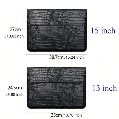 Customized Initial Letters Crocodile Pattern PU Leather Men Laptop Sleeve Bag Compatible With MacBook Air 13 Case 13.3 15.4 Pro Retina Personalized Women Sleeve Envelope PU Leather Laptop Sleeve Pouch