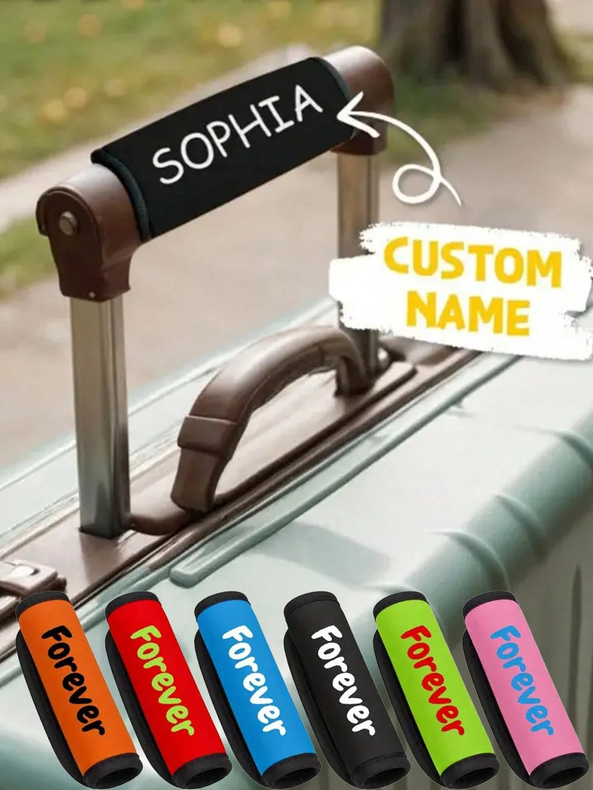 Customized Name, Personalized Soft Touch Luggage Handle Wrap- Fashionable And Durable Luggage Tag, Suitcase Handle Protector, Suitable For Travel, Train And Plane, Fits Most Luggage Handles, Availabl
