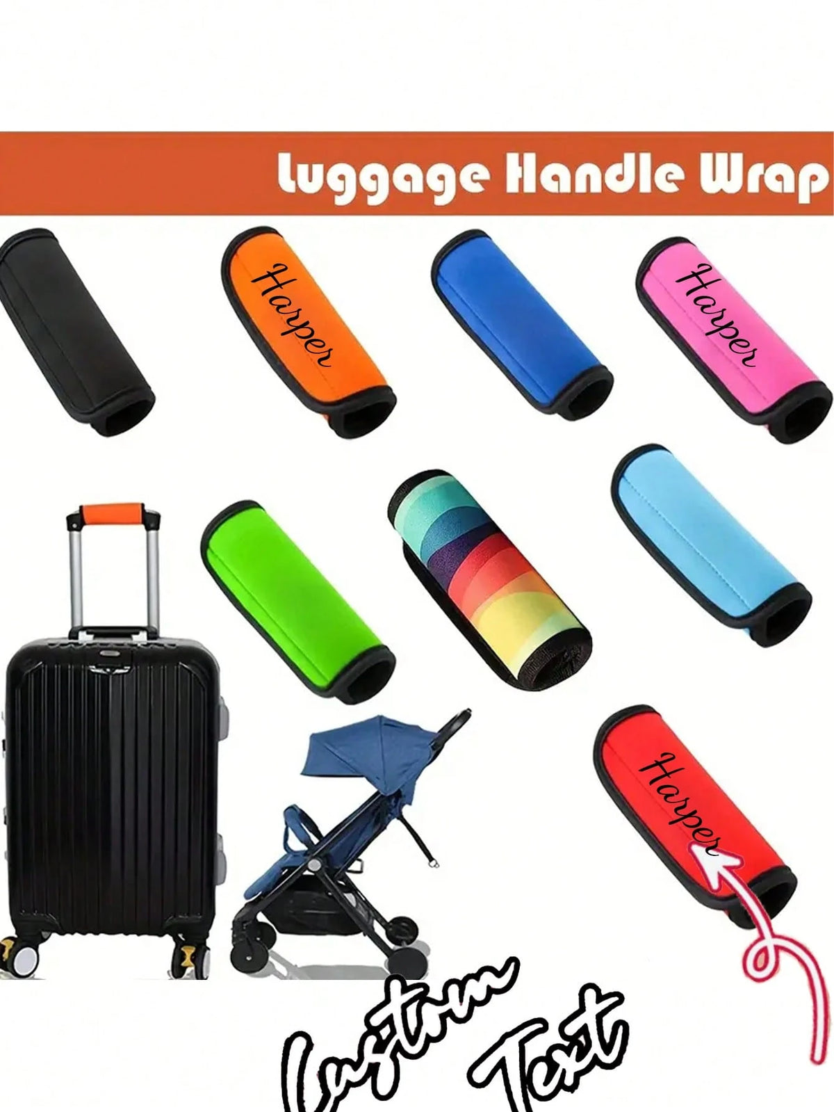 Customized Name, Personalized Soft Touch Luggage Handle Wrap- Fashionable And Durable Luggage Tag, Suitcase Handle Protector, Suitable For Travel, Train And Plane, Fits Most Luggage Handles, Availabl