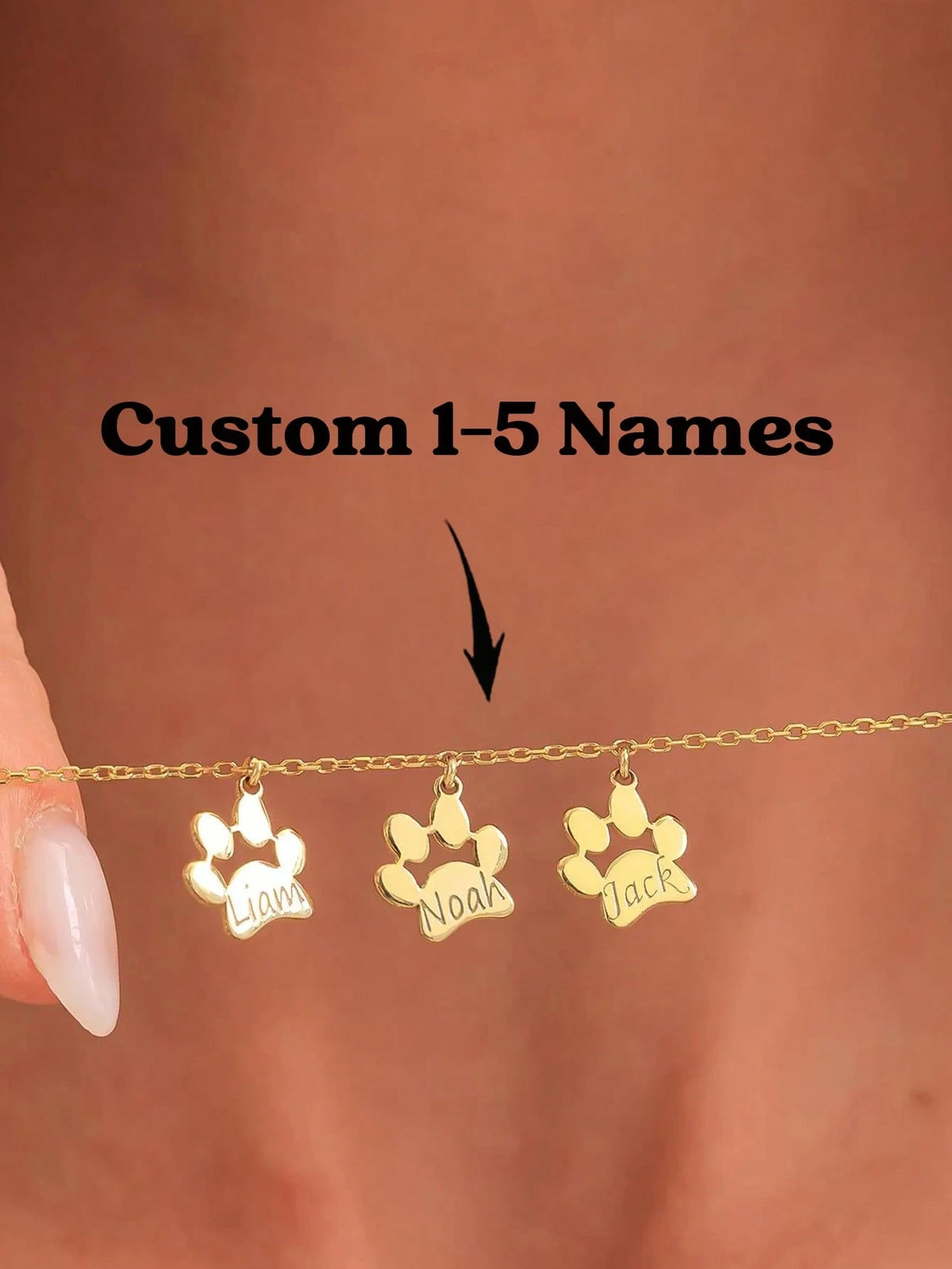 Customized Paw Print Name Necklace For Dog Lovers, 14K Gold And Pure Silver Pet Memorial Necklace, Personalized Paw Print Jewelry For Men And Women