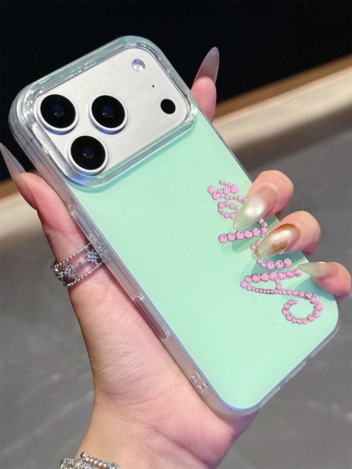 Customized Personalized Letter Name Minimalist Rhinestone Design Phone Case, Compatible With IPhone 17 Pro Max, 17, 16, 15, 14, 13, 12, 11 Pro Max, 14, 15, 16 Plus, Shock-Proof Protective Cover