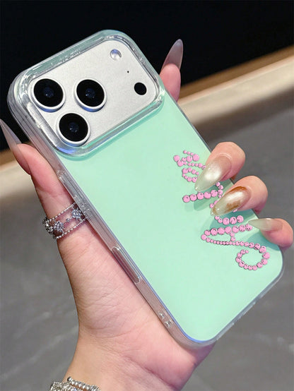 Customized Personalized Letter Name Minimalist Rhinestone Design Phone Case, Compatible With IPhone 17 Pro Max, 17, 16, 15, 14, 13, 12, 11 Pro Max, 14, 15, 16 Plus, Shock-Proof Protective Cover
