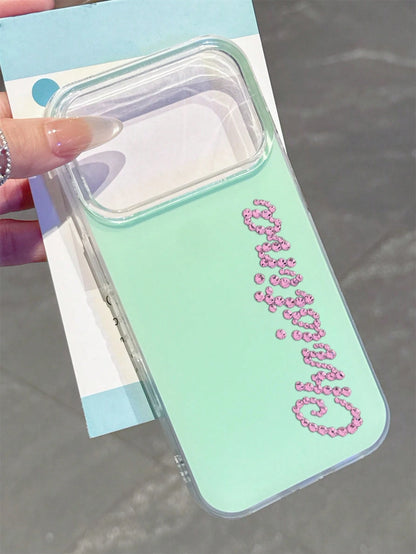 Customized Personalized Letter Name Minimalist Rhinestone Design Phone Case, Compatible With IPhone 17 Pro Max, 17, 16, 15, 14, 13, 12, 11 Pro Max, 14, 15, 16 Plus, Shock-Proof Protective Cover