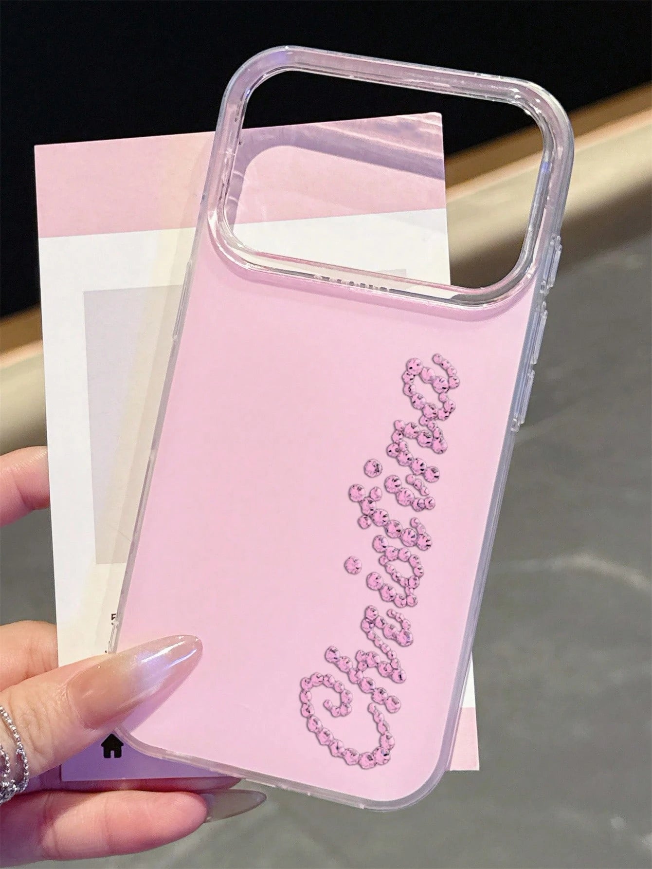 Customized Personalized Letter Name Minimalist Rhinestone Design Phone Case, Compatible With IPhone 17 Pro Max, 17, 16, 15, 14, 13, 12, 11 Pro Max, 14, 15, 16 Plus, Shock-Proof Protective Cover