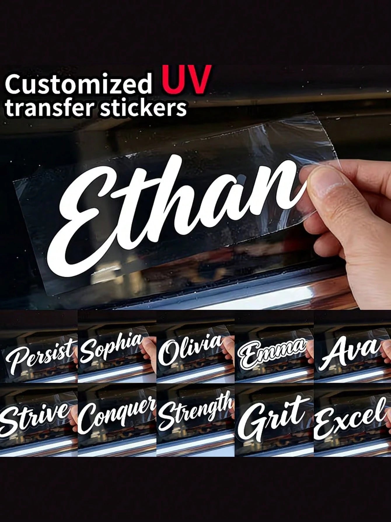 Customized UV Transfer Stickers, Includes Custom Logo, Text And Patterns, Crystal Transfer Decals Suitable For Metal Plates, Glass Cups, Wireless Earphones, Phone Cases, Computers And Storage Boxes, E
