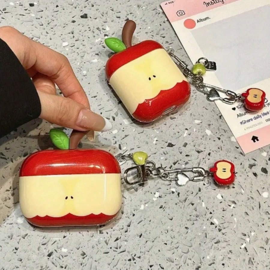 Cute Apple Element 1pc 3D Apple Style Protective Case Compatible With Airpods Pro 1st/2nd/3rd/4th Generation Bluetooth Earphone Cases Spring Birthday Gift Anniversary