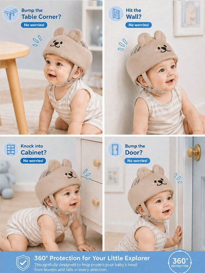 Cute Bear Anti-Fall Baby Walking Hat, Anti-Collision Protective Headgear For Babies, Toddlers & Children Walkers, Suitable For Babies Aged 10-36 Months