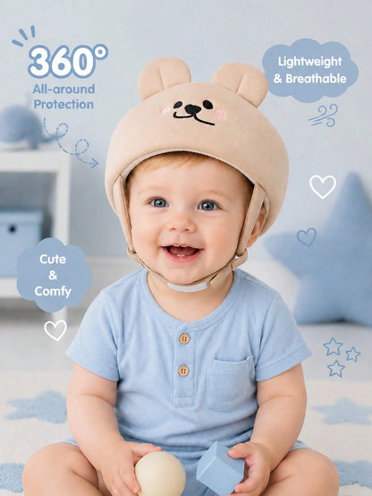 Cute Bear Anti-Fall Baby Walking Hat, Anti-Collision Protective Headgear For Babies, Toddlers & Children Walkers, Suitable For Babies Aged 10-36 Months