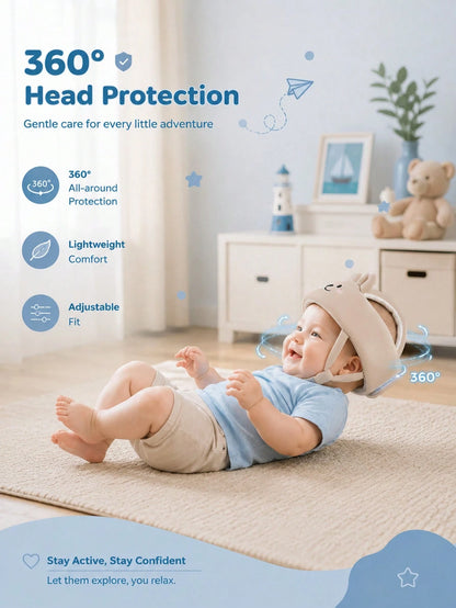 Cute Bear Anti-Fall Baby Walking Hat, Anti-Collision Protective Headgear For Babies, Toddlers & Children Walkers, Suitable For Babies Aged 10-36 Months