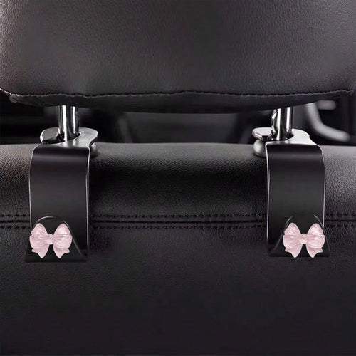 Cute Bow-Knot Car Headrest Hook, Adorable Car Interior Decor, Front Seat Headrest Hanger, Car Seat Hook Accessories, Rear Seat Headrest Hook, Universal Car Interior Accessories