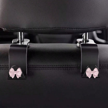 Cute Bow-Knot Car Headrest Hook, Adorable Car Interior Decor, Front Seat Headrest Hanger, Car Seat Hook Accessories, Rear Seat Headrest Hook, Universal Car Interior Accessories