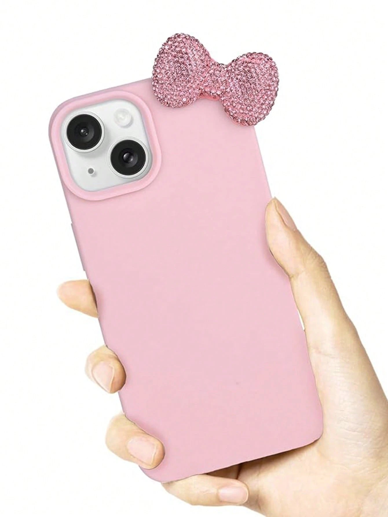 Cute Pink Bowknot Element Novelty Bow-Knot 3D Crystal Bowknot Phone Case Cute Bow Design Compatible With IPhone 16 Pro Max 15 14 13 12 11 Litchi Full Coverage Protective Cover Waterproof Shockproof An