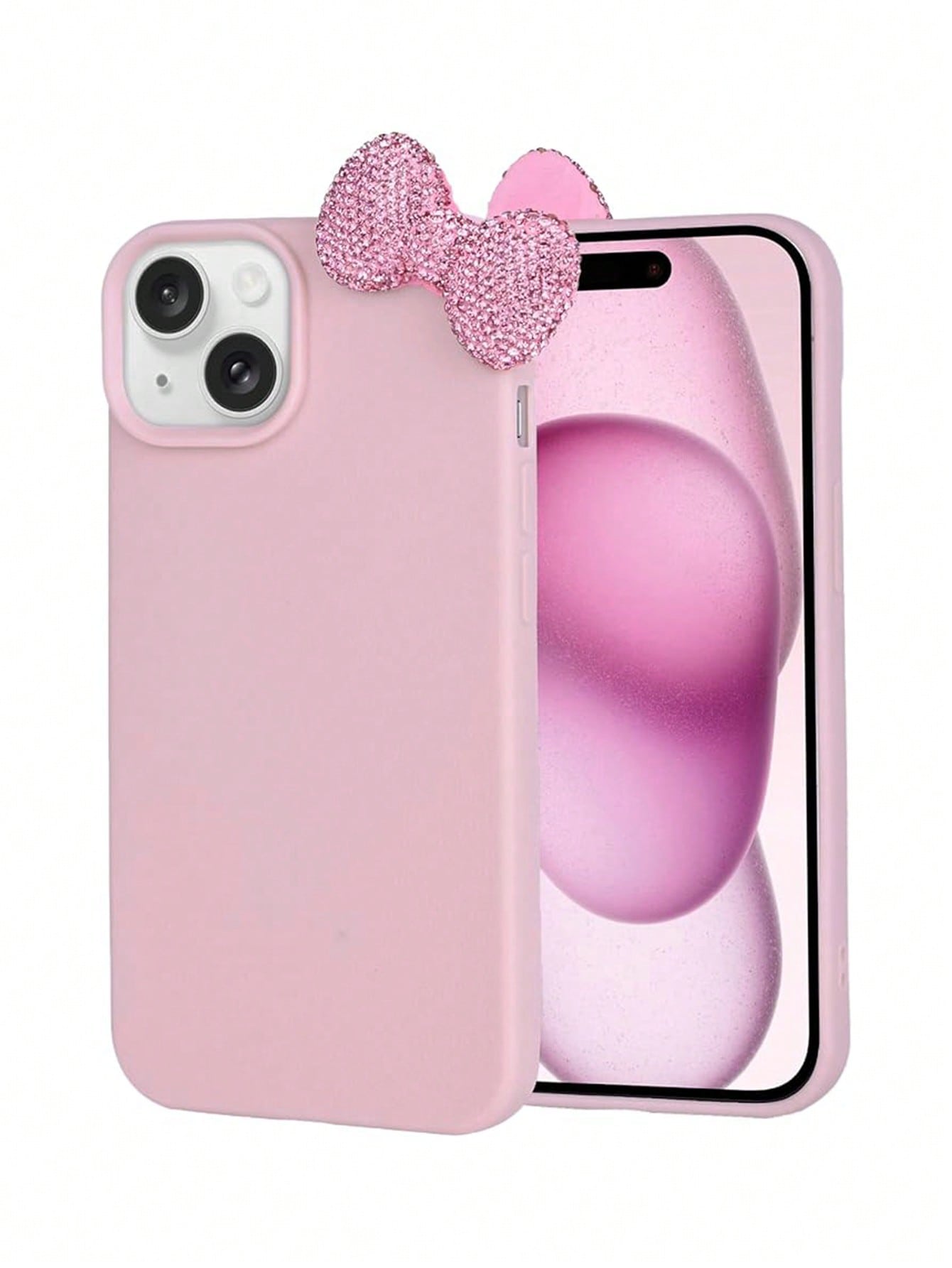 Cute Pink Bowknot Element Novelty Bow-Knot 3D Crystal Bowknot Phone Case Cute Bow Design Compatible With IPhone 16 Pro Max 15 14 13 12 11 Litchi Full Coverage Protective Cover Waterproof Shockproof An