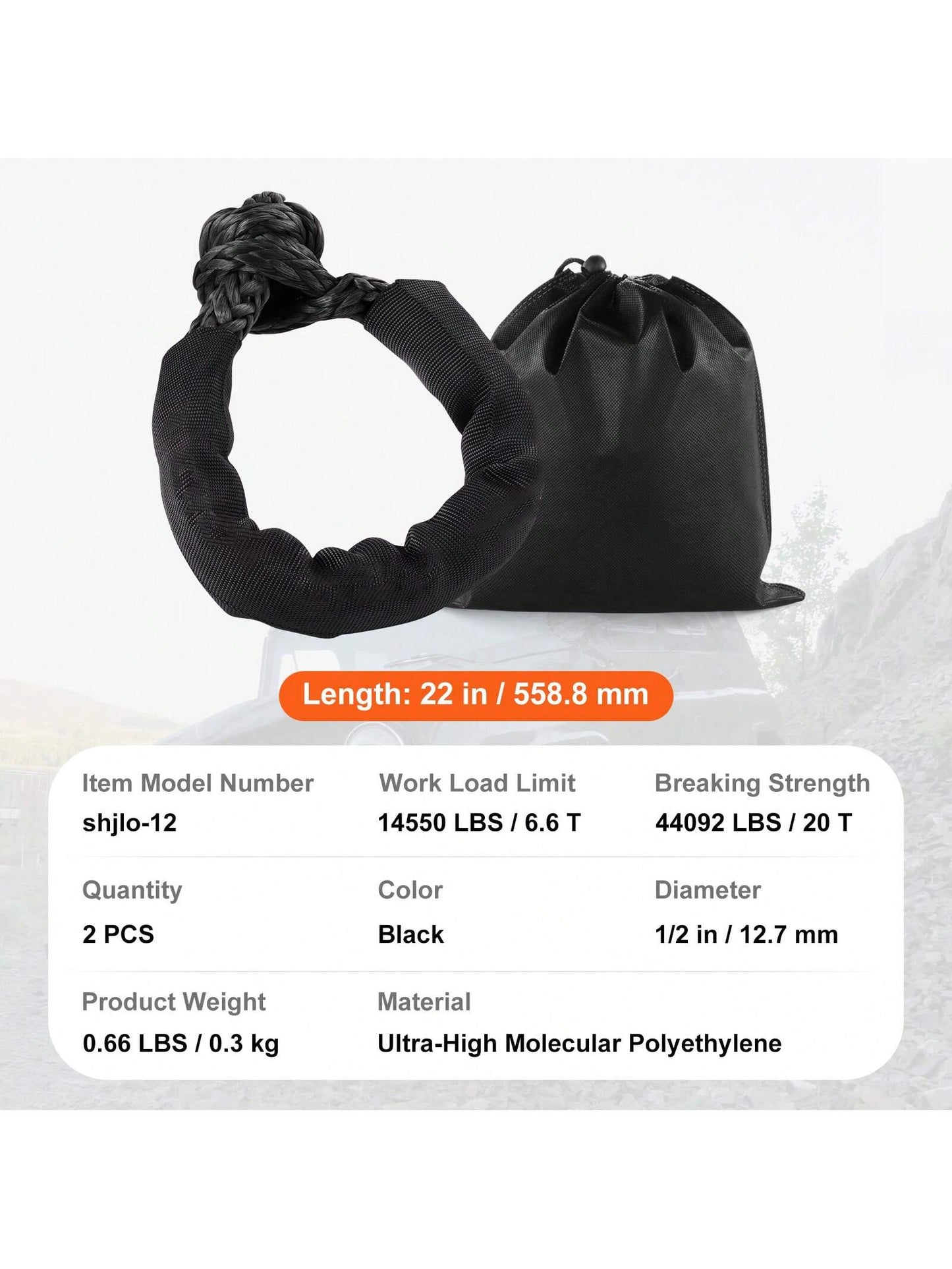 D-Ring Shackle, Synthetic Soft Shackle, Recovery Shackle, 2/4 Pack Alloy Steel Shackles Break Strength With Screw Pin, Isolators & Washers, With Extra Sleeves & Storage Bag For UTV, ATV, Trucks, Heavy