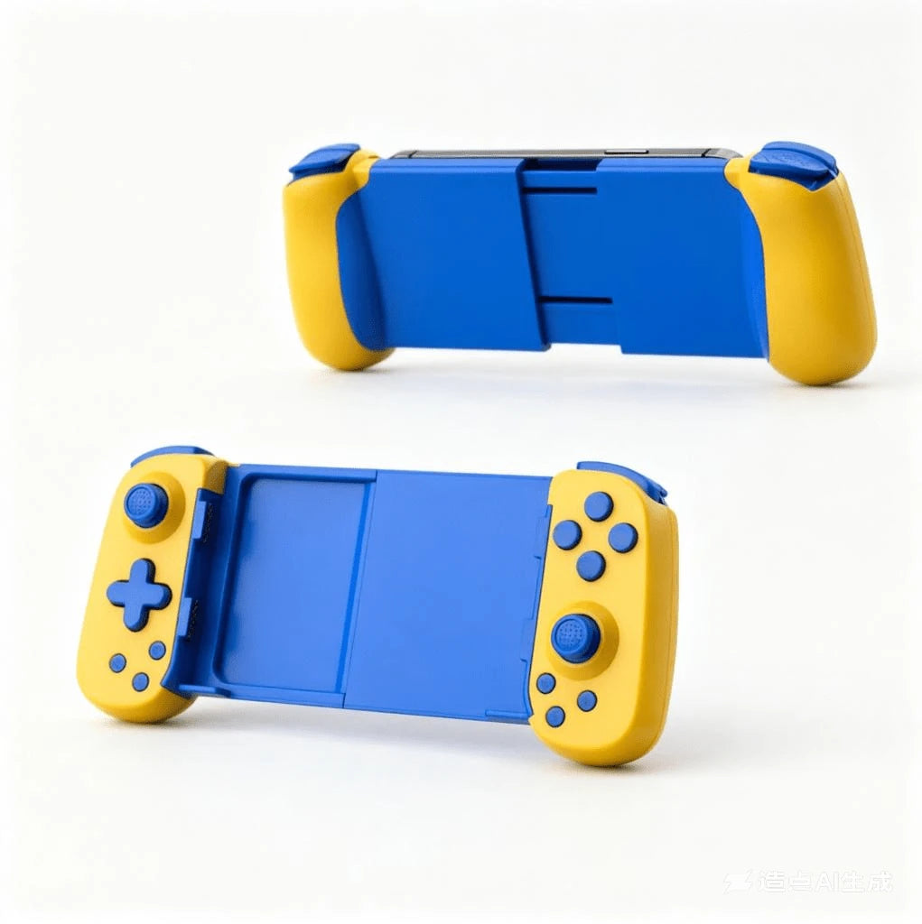 D6 Adjustable Wireless Mobile Gaming Controller (Blue/Yellow) – Hall Effect Joysticks, Stretchable Ergonomic Handle, 6-Axis Gyro Sensing, Ultra-Low Latency For Android & IOS – Spring Birthday Gift