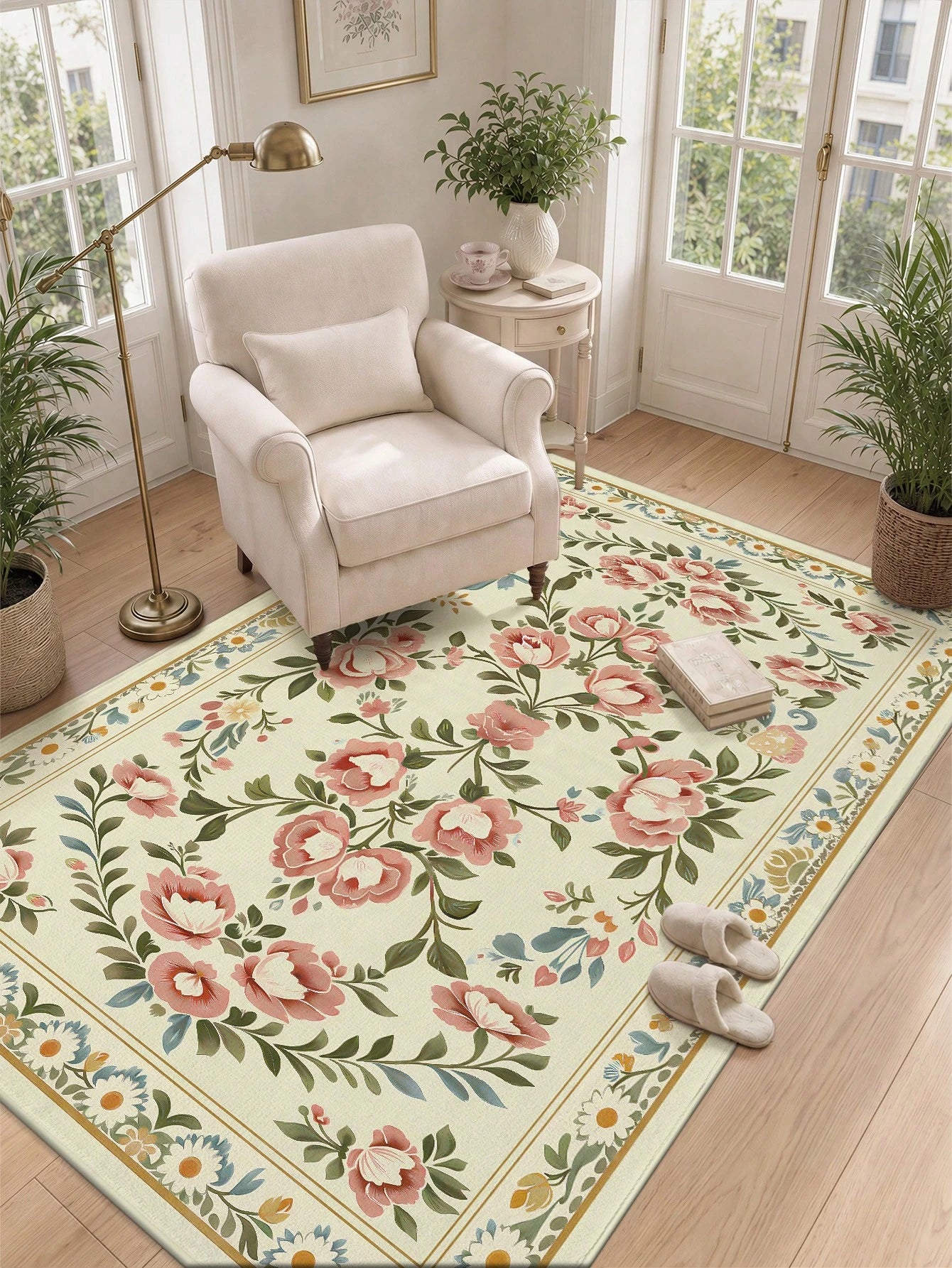 DAJIANG 1pc Flower Shaped Rug, Kitchen Rug, Hallway Rug, Suitable For Bathroom, Kitchen, Outdoor, Indoor, Corridor, Bedroom, Living Room, Bedside, Machine Washable, Easy To Clean, Entrance Mat, Non-Sl