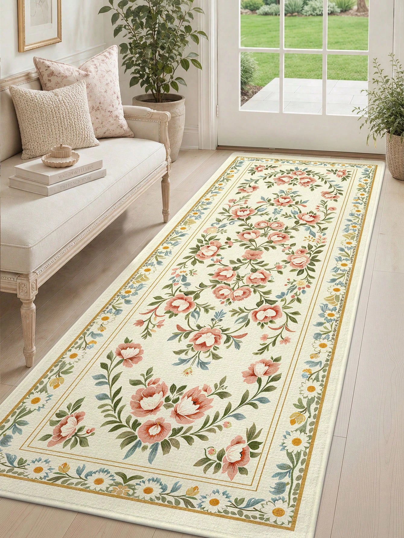 DAJIANG 1pc Flower Shaped Rug, Kitchen Rug, Hallway Rug, Suitable For Bathroom, Kitchen, Outdoor, Indoor, Corridor, Bedroom, Living Room, Bedside, Machine Washable, Easy To Clean, Entrance Mat, Non-Sl