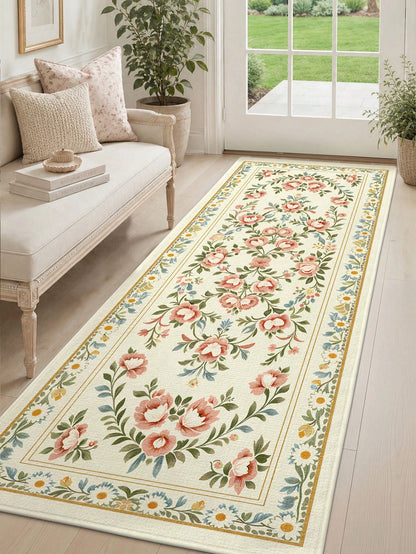 DAJIANG 1pc Flower Shaped Rug, Kitchen Rug, Hallway Rug, Suitable For Bathroom, Kitchen, Outdoor, Indoor, Corridor, Bedroom, Living Room, Bedside, Machine Washable, Easy To Clean, Entrance Mat, Non-Sl