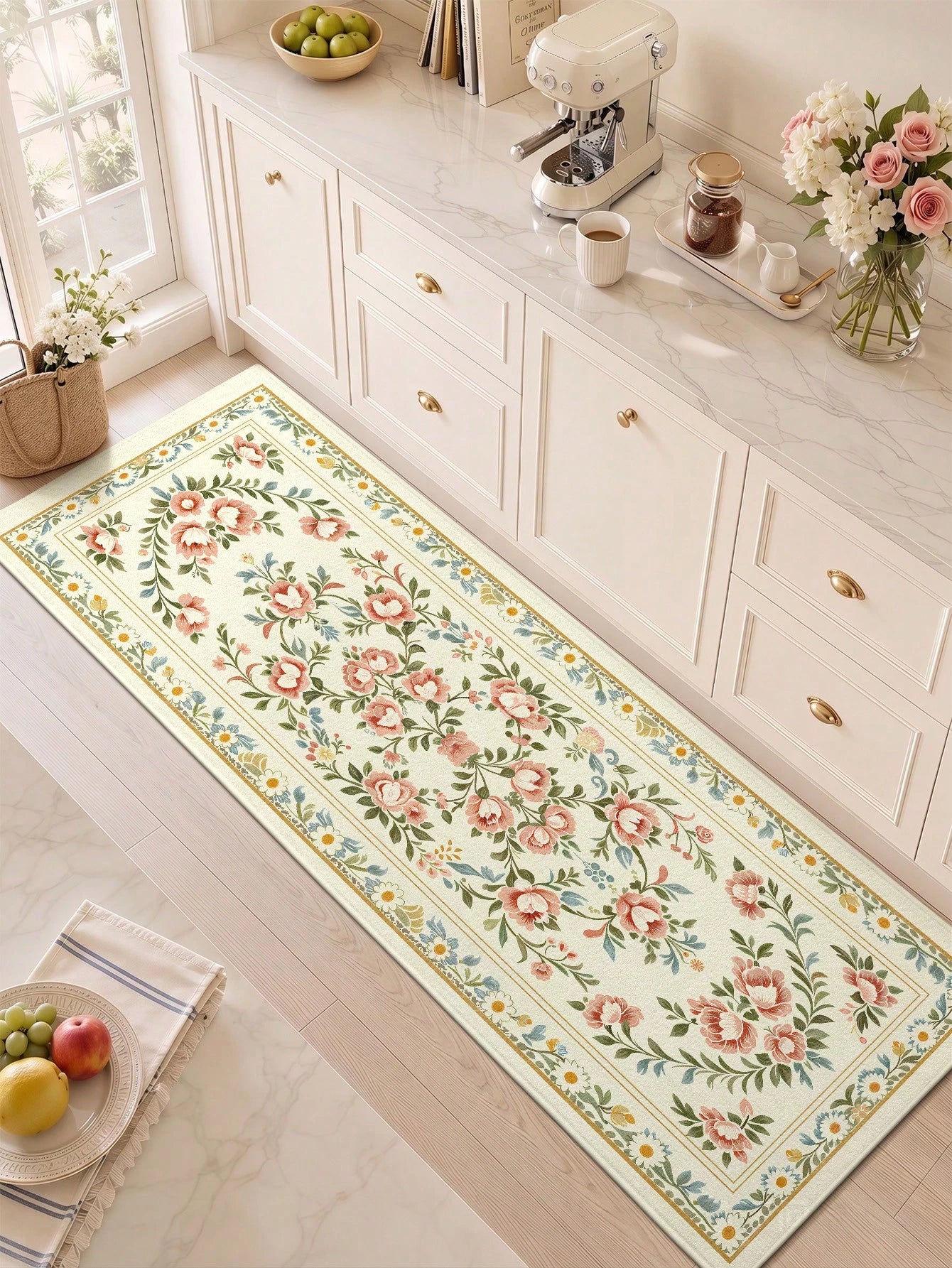 DAJIANG 1pc Flower Shaped Rug, Kitchen Rug, Hallway Rug, Suitable For Bathroom, Kitchen, Outdoor, Indoor, Corridor, Bedroom, Living Room, Bedside, Machine Washable, Easy To Clean, Entrance Mat, Non-Sl