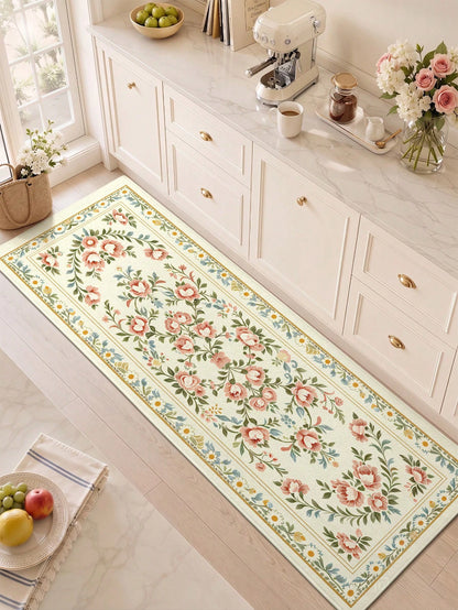 DAJIANG 1pc Flower Shaped Rug, Kitchen Rug, Hallway Rug, Suitable For Bathroom, Kitchen, Outdoor, Indoor, Corridor, Bedroom, Living Room, Bedside, Machine Washable, Easy To Clean, Entrance Mat, Non-Sl