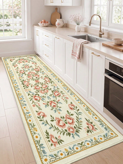 DAJIANG 1pc Flower Shaped Rug, Kitchen Rug, Hallway Rug, Suitable For Bathroom, Kitchen, Outdoor, Indoor, Corridor, Bedroom, Living Room, Bedside, Machine Washable, Easy To Clean, Entrance Mat, Non-Sl