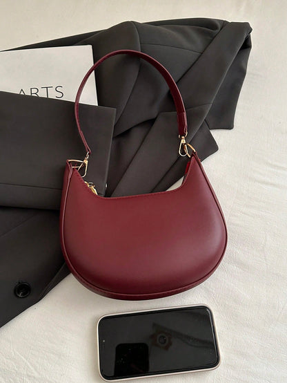 DAZY 1pc PU Solid Color Zipper Crescent Underarm Bag, Fashionable Retro Shoulder Bag, Suitable For Office Ladies, Versatile Use,Business Professional Women