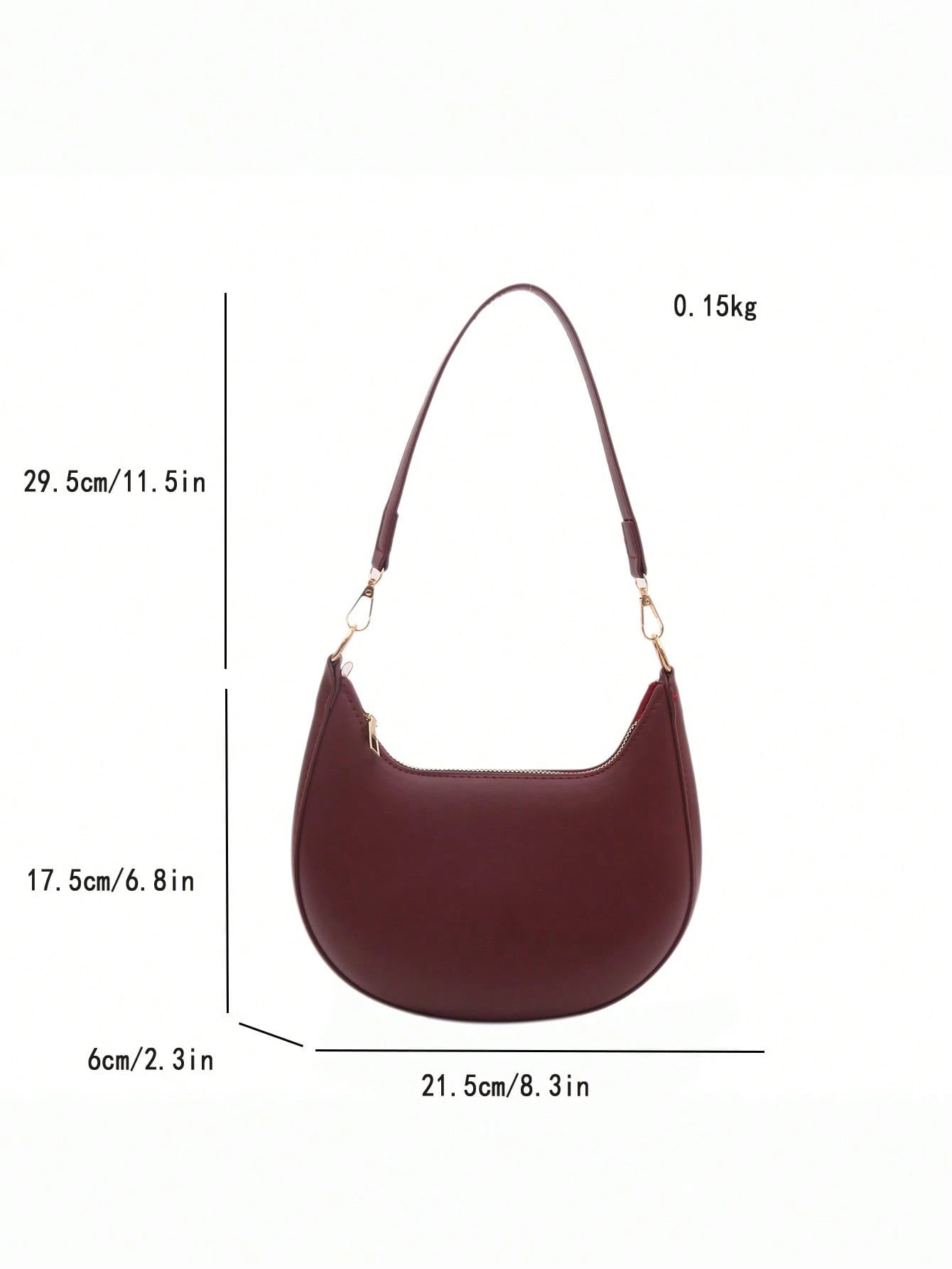 DAZY 1pc PU Solid Color Zipper Crescent Underarm Bag, Fashionable Retro Shoulder Bag, Suitable For Office Ladies, Versatile Use,Business Professional Women