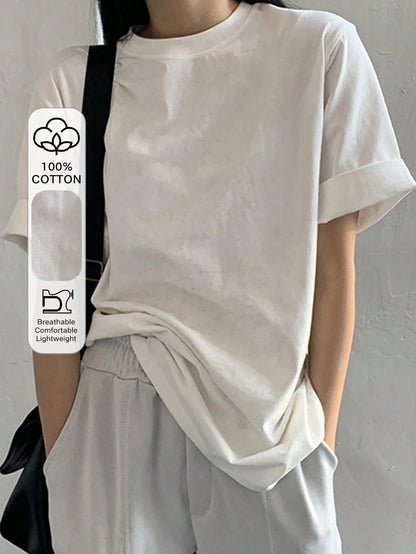 DAZY Solid Round Neck Tee Oversized T-Shirt
