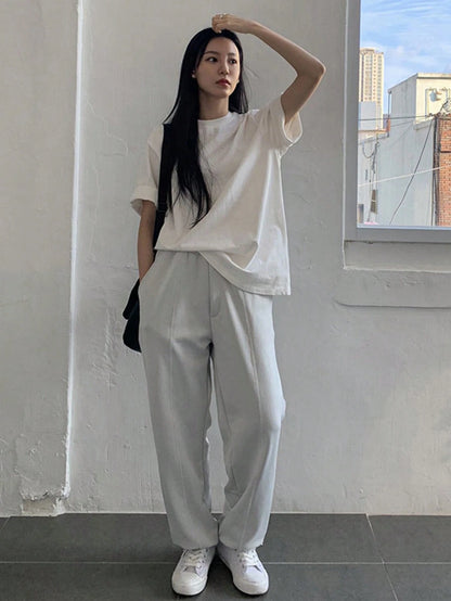 DAZY Solid Round Neck Tee Oversized T-Shirt