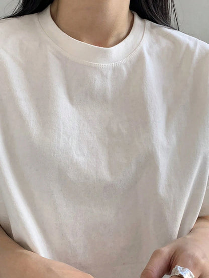 DAZY Solid Round Neck Tee Oversized T-Shirt