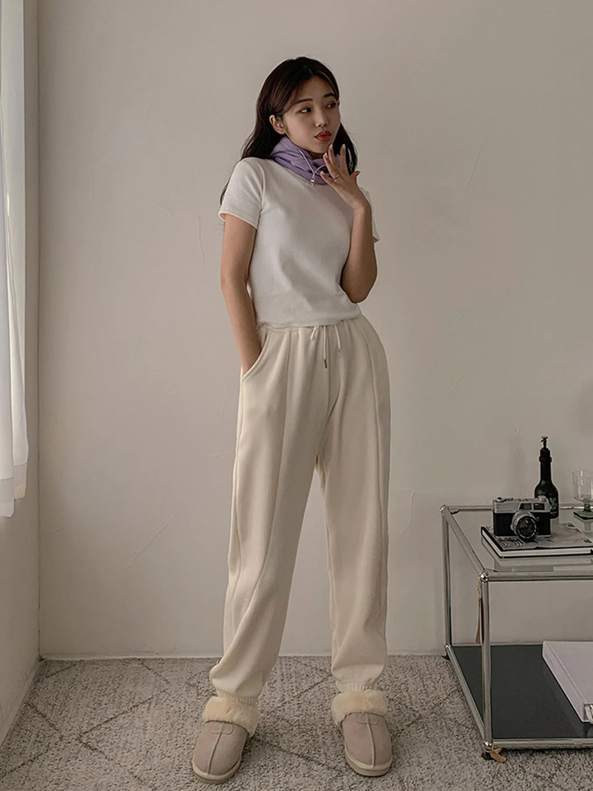 DAZY Solid Round Neck Tee Summer,Business Casual Women