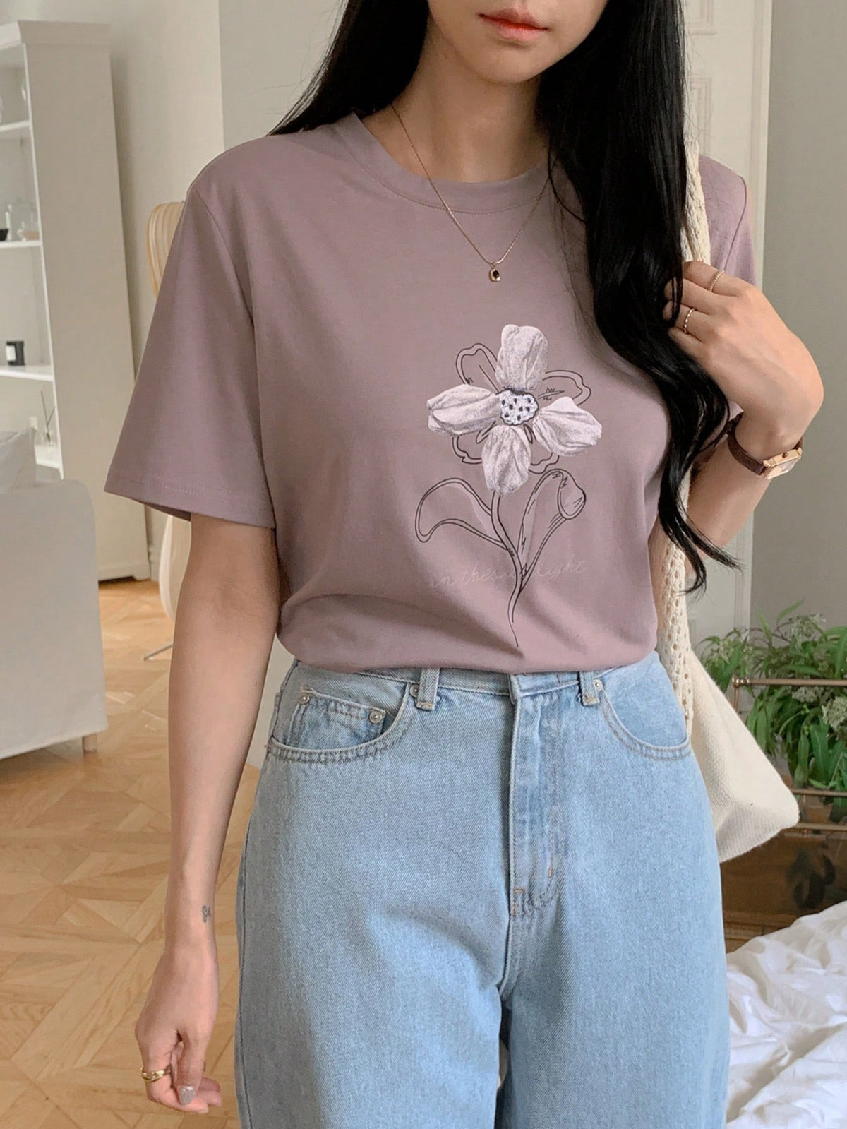 DAZY Women's Loose Casual Printed T-Shirt, Suitable For Beach Vacation Floral
