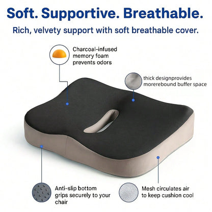 Decompression Cushion, Suitable For Office/Home Chairs, Ultra-Dense Memory Foam, Ergonomic Oval Design To Support Thighs And Hips, Improve Posture, Comfortable Seat All Day Long, Mother's Day Gift