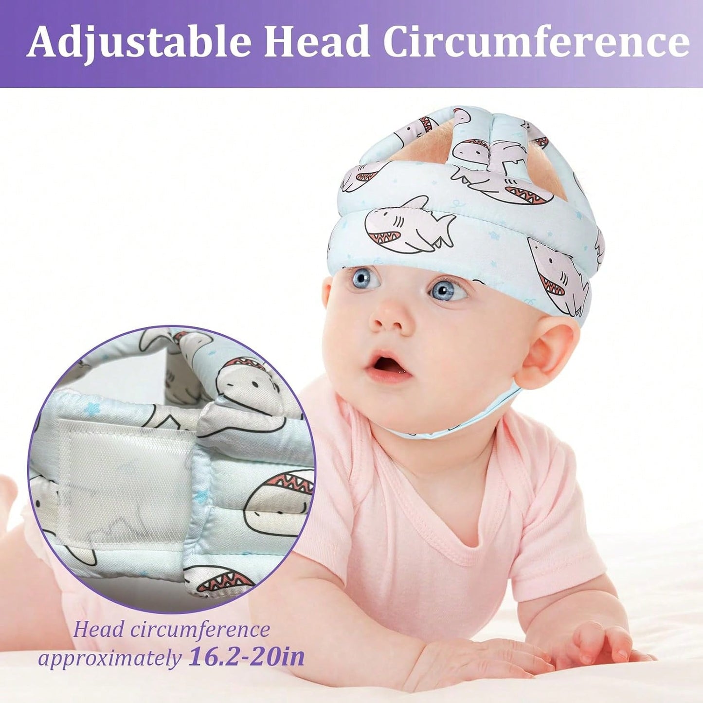 DEEZOMO Baby Head Protector Adjustable Toddler Safety Helmet, Anti-Collision Kids Head Cushion Bumper With Hook And Loop Closure For Crawling Walking