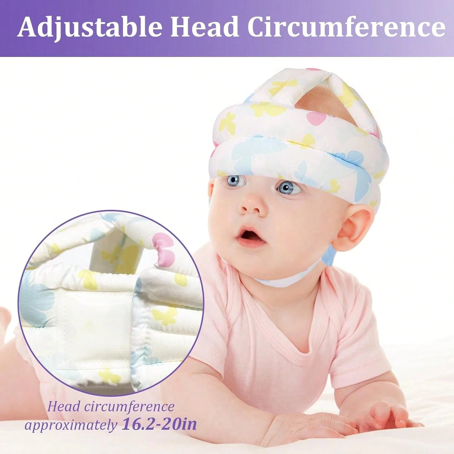 DEEZOMO Baby Head Protector Adjustable Toddler Safety Helmet, Anti-Collision Kids Head Cushion Bumper With Hook And Loop Closure For Crawling Walking