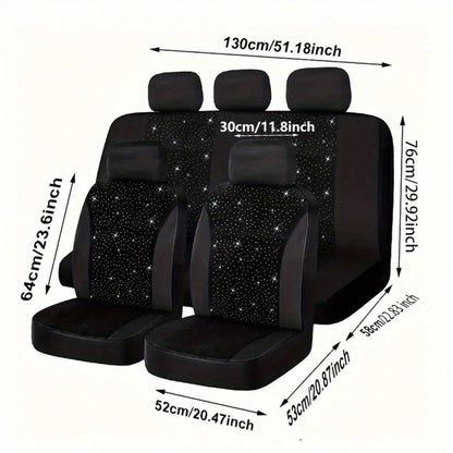 Diamond Black Car Seat Covers 9pcs 5 Seater Breathable All Season Comfort Stylish Design For Cars SUVs Trucks
