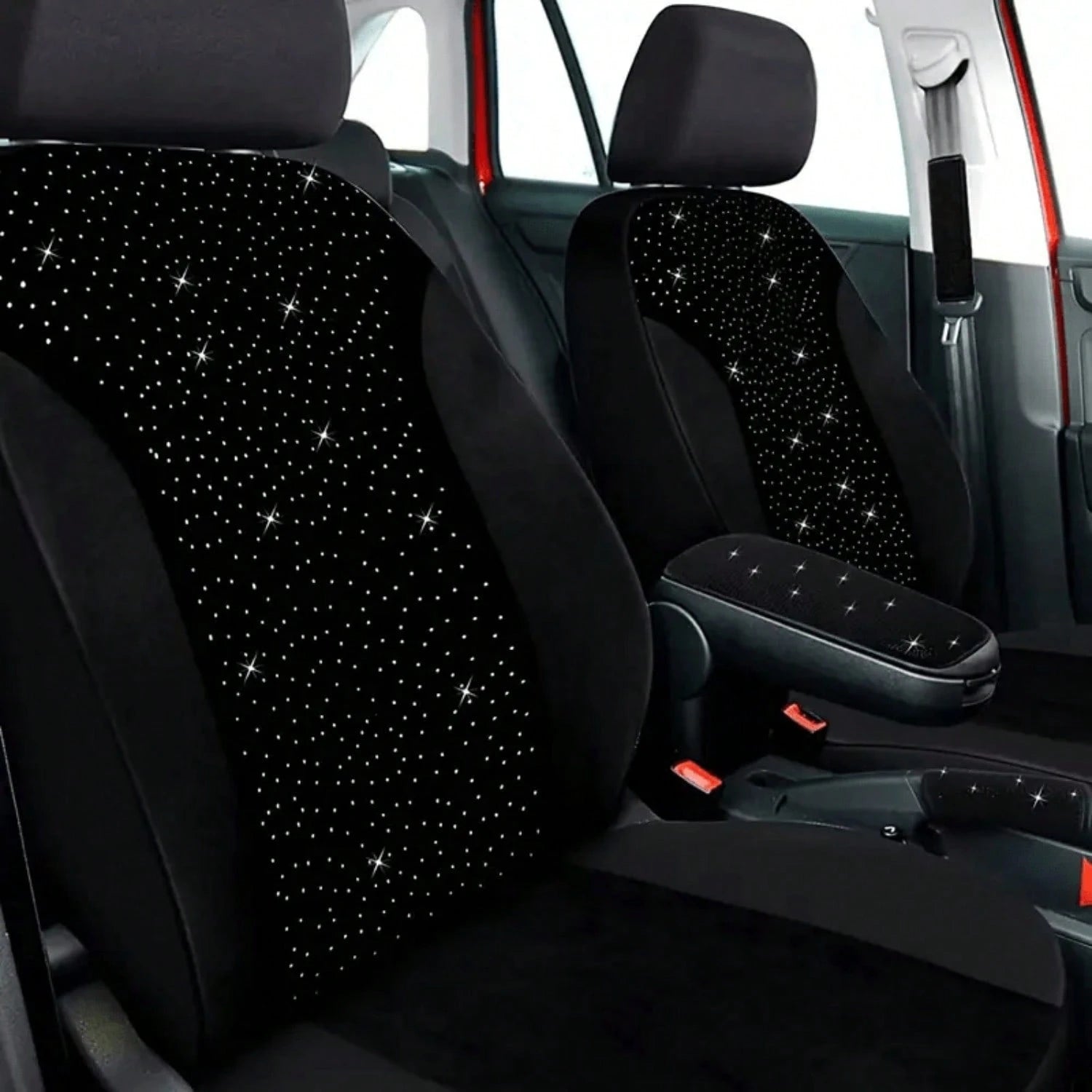 Diamond Black Car Seat Covers 9pcs 5 Seater Breathable All Season Comfort Stylish Design For Cars SUVs Trucks