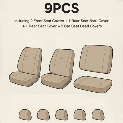 Diamond Black Car Seat Covers 9pcs 5 Seater Breathable All Season Comfort Stylish Design For Cars SUVs Trucks