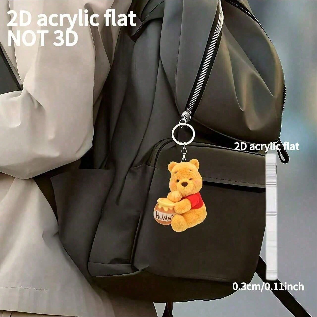 Disney 2D Flat Bear Drinking Honey Keychain| Cute, Made Of Durable Acrylic, Officially Licensed Christmas Decoration, Suitable For Cars, Bags, Etc. Cute Keychain, Women's Keychain, Key Chain, Keychai