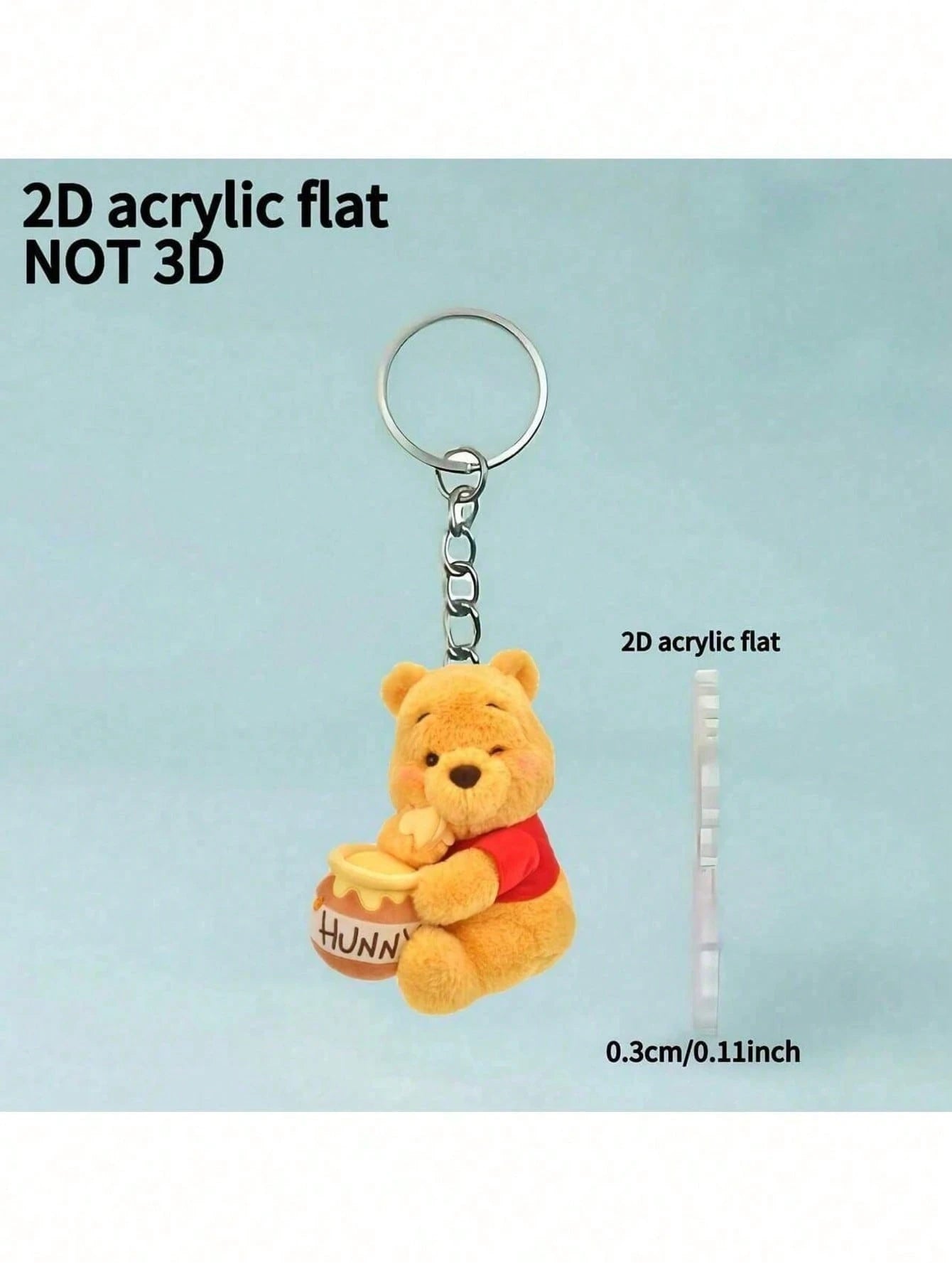 Disney 2D Flat Bear Drinking Honey Keychain| Cute, Made Of Durable Acrylic, Officially Licensed Christmas Decoration, Suitable For Cars, Bags, Etc. Cute Keychain, Women's Keychain, Key Chain, Keychai