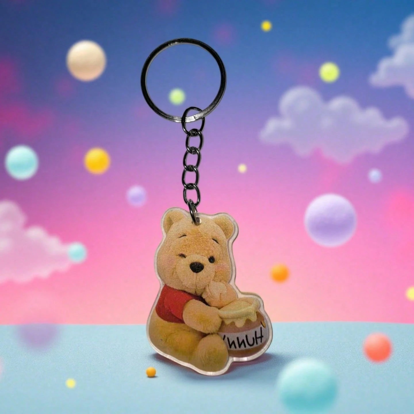 Disney 2D Flat Bear Drinking Honey Keychain| Cute, Made Of Durable Acrylic, Officially Licensed Christmas Decoration, Suitable For Cars, Bags, Etc. Cute Keychain, Women's Keychain, Key Chain, Keychai