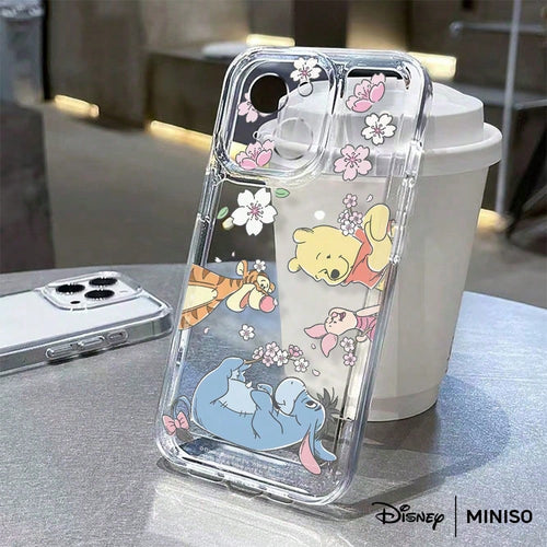 Disney Winnie The Pooh Sakura Flower Phone Case Compatible With IPhone 17/17 Pro/17 Pro Max/17 Air/16/15/14/13/12/11/X Series, IPhone 17 Pro Max Phone Case, IPhone 17 Pro Phone Case, IPhone 17 Phone C