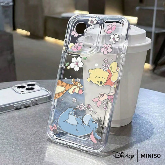 Disney Winnie The Pooh Sakura Flower Phone Case Compatible With IPhone 17/17 Pro/17 Pro Max/17 Air/16/15/14/13/12/11/X Series, IPhone 17 Pro Max Phone Case, IPhone 17 Pro Phone Case, IPhone 17 Phone C
