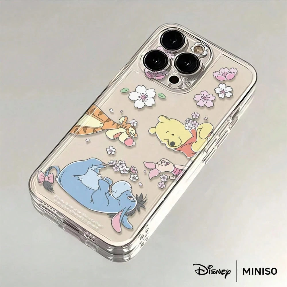 Disney Winnie The Pooh Sakura Flower Phone Case Compatible With IPhone 17/17 Pro/17 Pro Max/17 Air/16/15/14/13/12/11/X Series, IPhone 17 Pro Max Phone Case, IPhone 17 Pro Phone Case, IPhone 17 Phone C