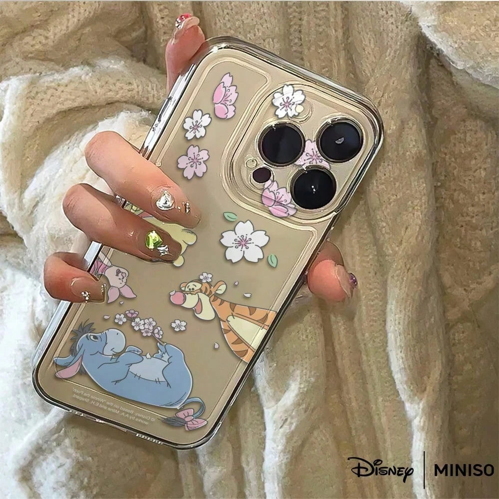 Disney Winnie The Pooh Sakura Flower Phone Case Compatible With IPhone 17/17 Pro/17 Pro Max/17 Air/16/15/14/13/12/11/X Series, IPhone 17 Pro Max Phone Case, IPhone 17 Pro Phone Case, IPhone 17 Phone C