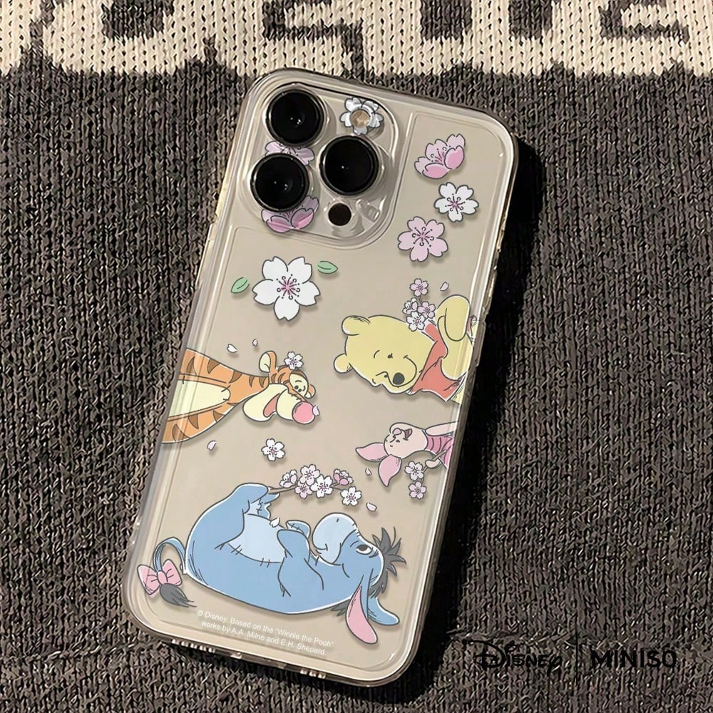 Disney Winnie The Pooh Sakura Flower Phone Case Compatible With IPhone 17/17 Pro/17 Pro Max/17 Air/16/15/14/13/12/11/X Series, IPhone 17 Pro Max Phone Case, IPhone 17 Pro Phone Case, IPhone 17 Phone C