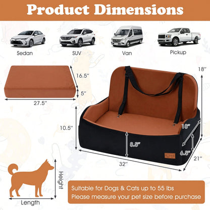 Dog Car Seat For Medium & Large Dogs Up To 55 LbsFoam Dog Booster Seat For Back